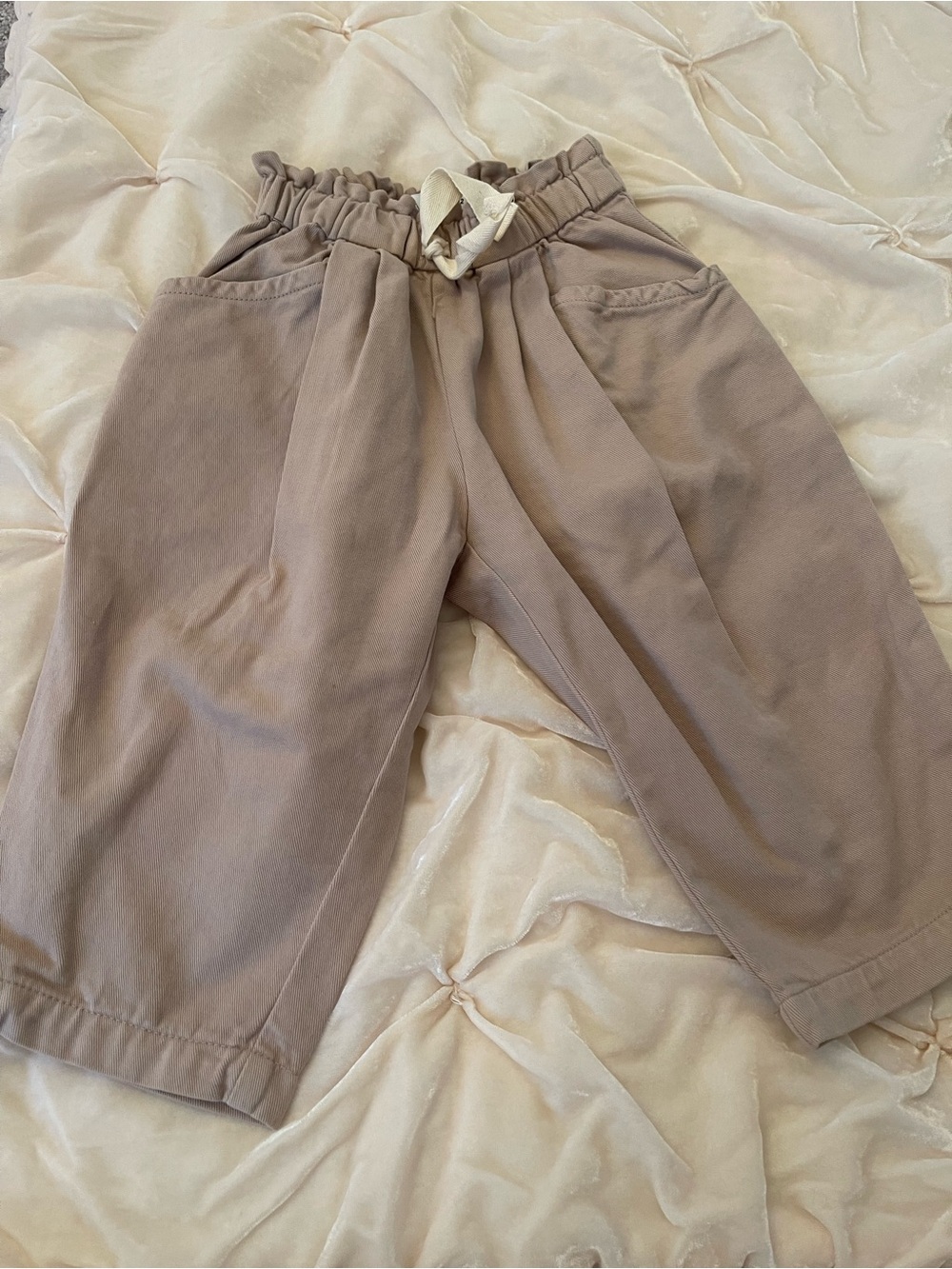 Zara Kids Wide-Leg Drawstring Pants - Taupe